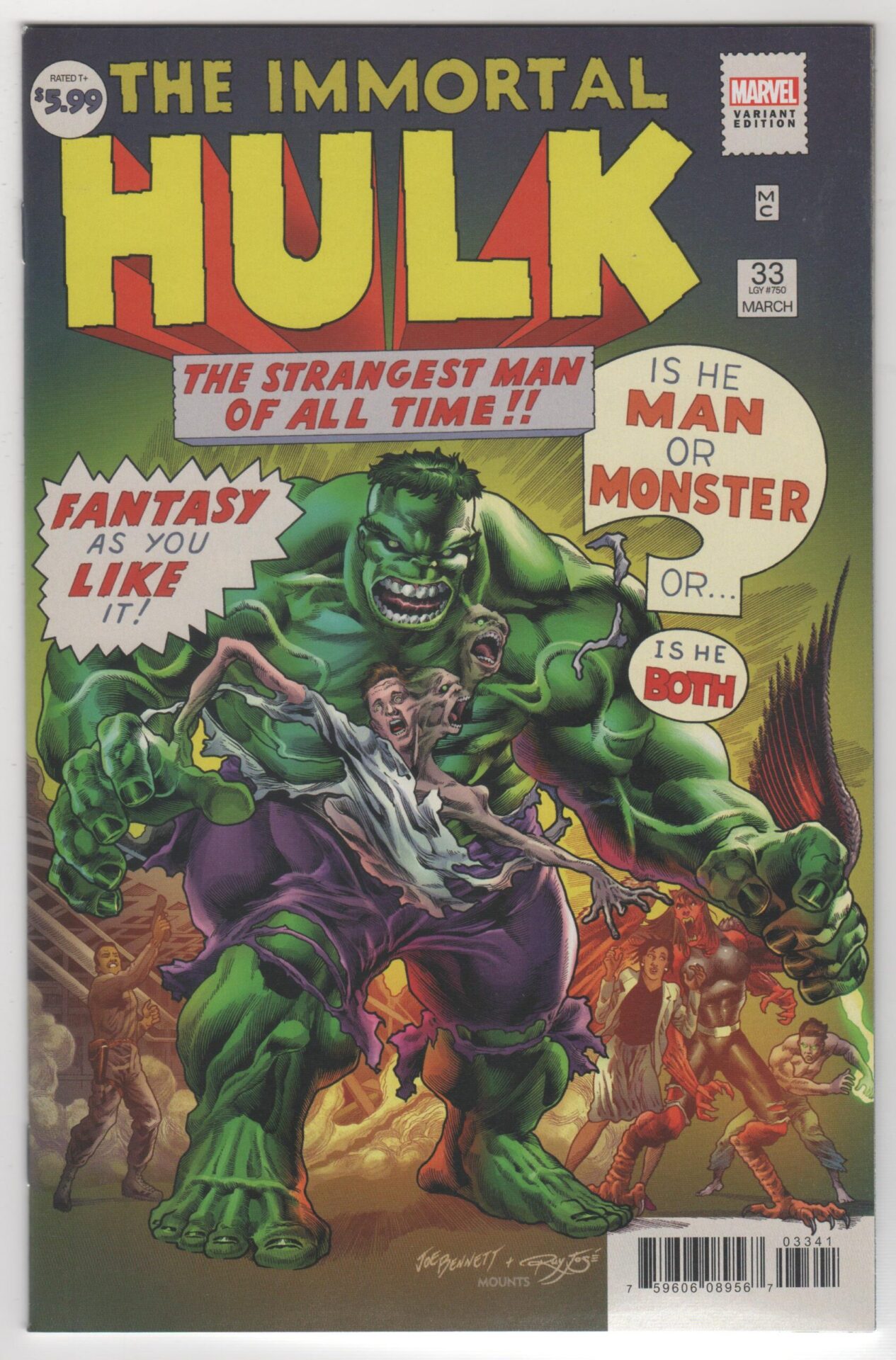 Immortal Hulk #33 Joe Bennett Variant Marvel Comics 2020