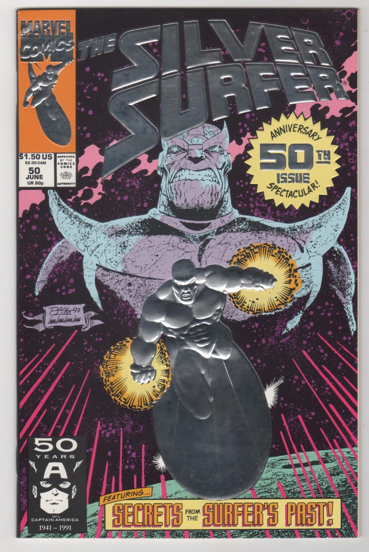 Silver Surfer #50 Foil Embossed 3-D Cover 1st Print Marvel Comics 1991