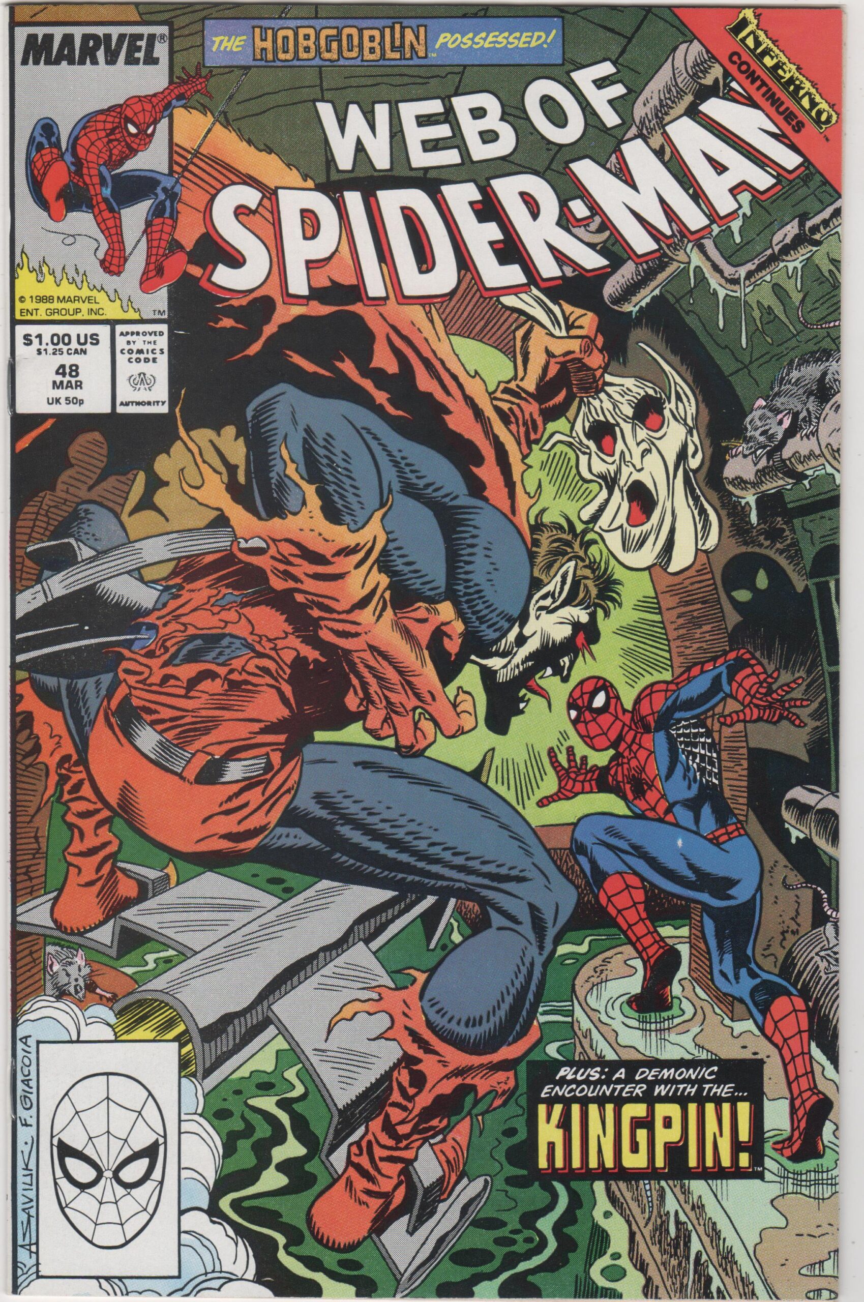 Web of Spider-Man #48 Origin Hobgoblin II Marvel Comics 9.2 or NM- 1988