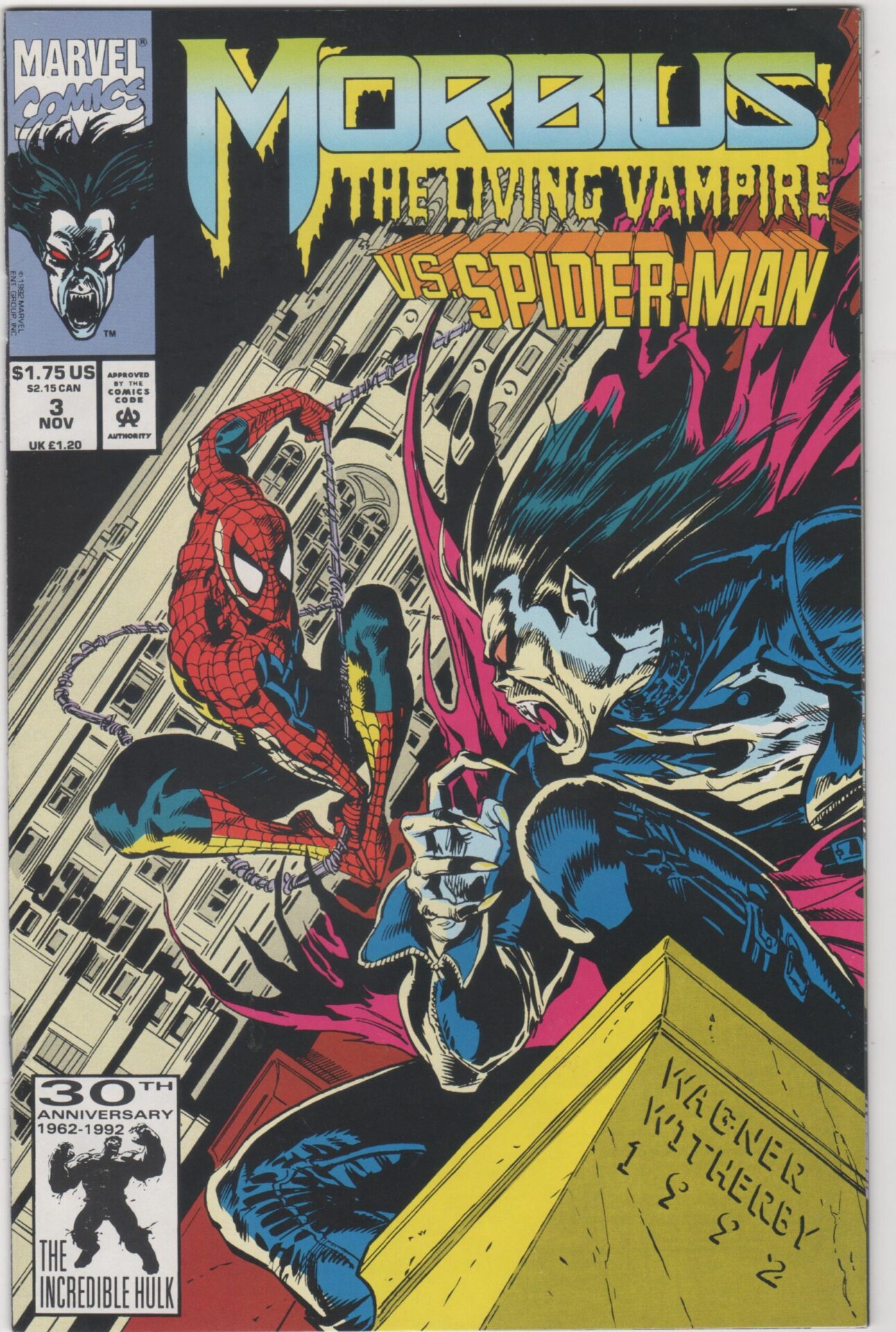 Morbius the Living Vampire vs Spider-Man #3  Marvel Comics 1992