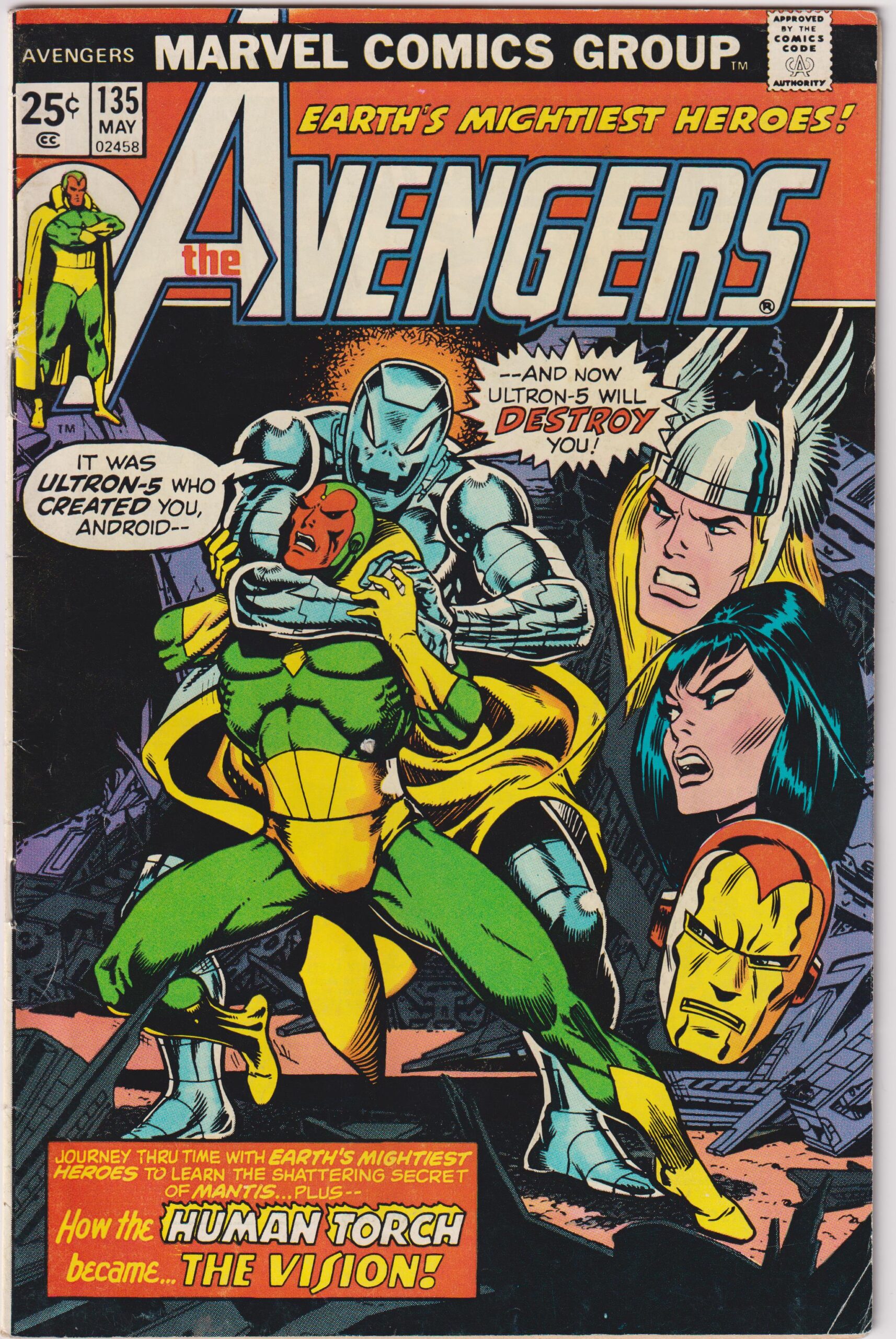 Avengers #135 Marvel Comics 1975 Vision Origin